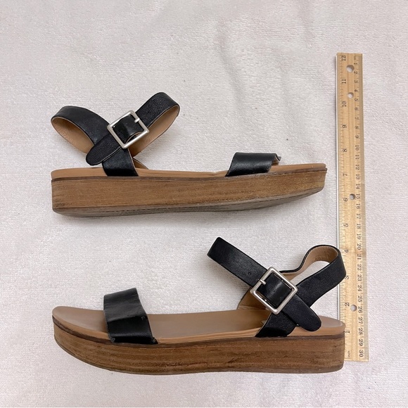 Steve Madden Boho Aida Sandal in Black Leather Wooden Flatform Platform Sandals - Picture 4 of 12